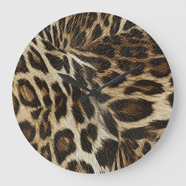 Spiffy Leopard Spots Leather Grain Look Große Wanduhr (Vorderseite)