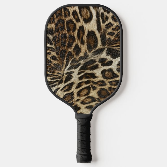 Spiffy Leopard Spots Leather Grain Look Pickleball Schläger (Vorderseite)
