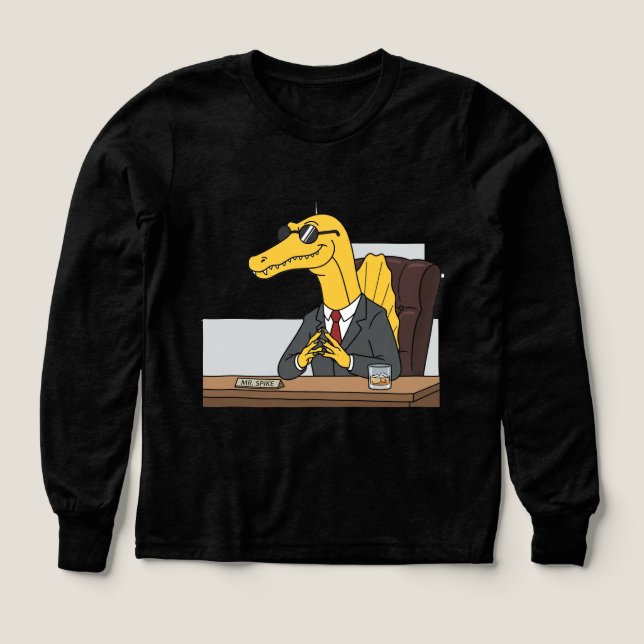 Spike Dinosaur Boss Geschäftsanzug Büro Cartoon (Design Vorderseite)