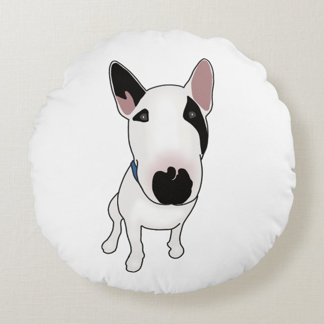 Spike the English Bull Terrier Rundes Kissen (Vorderseite)