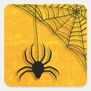 Spike Web Halloween Black and Orange Stickers