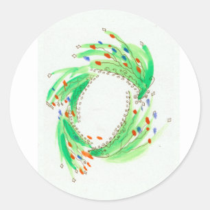 Spikey Green Orange Blue Weihnachtsfeier Runder Aufkleber