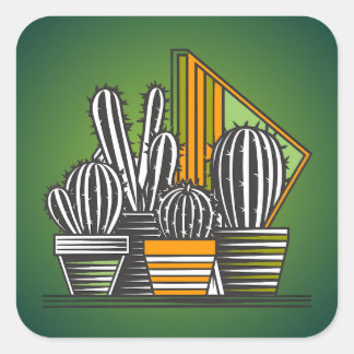SPIKEY LITTLE CACTUS COLLECTION QUADRATISCHER AUFKLEBER