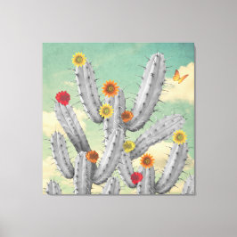 Spiky Cactus Blume Collage Art Leinwanddruck