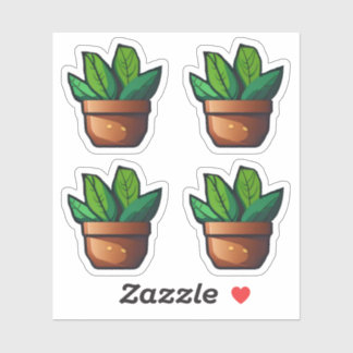 Spiky Green Pflanze in Terra Cotta Pot Aufkleber