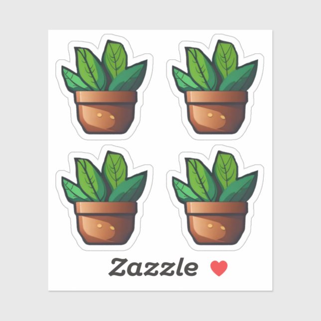 Spiky Green Pflanze in Terra Cotta Pot Aufkleber (Blatt)