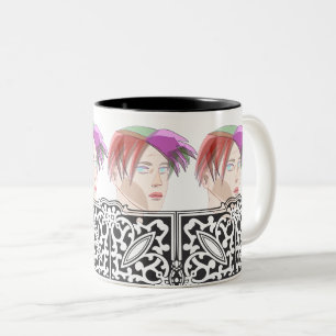 Spiky Style: Modischer Mann mit trendigem Haar Zweifarbige Tasse