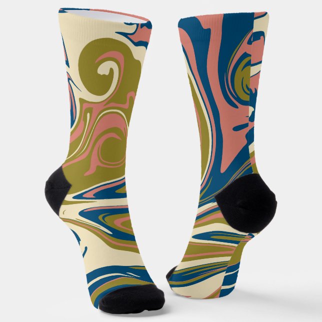 Spill - Blau, Olivgrün, Rosa und Creme Socken (Gewinkelt)