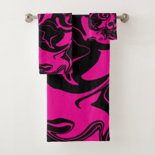Spill - Magenta und Schwarz Badhandtuch Set