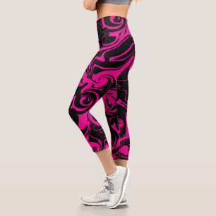 Spill - Magenta und Schwarz Capri Leggings