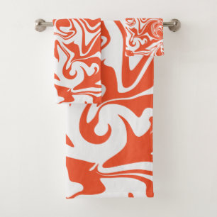Spill - Orange und Weiß Badhandtuch Set