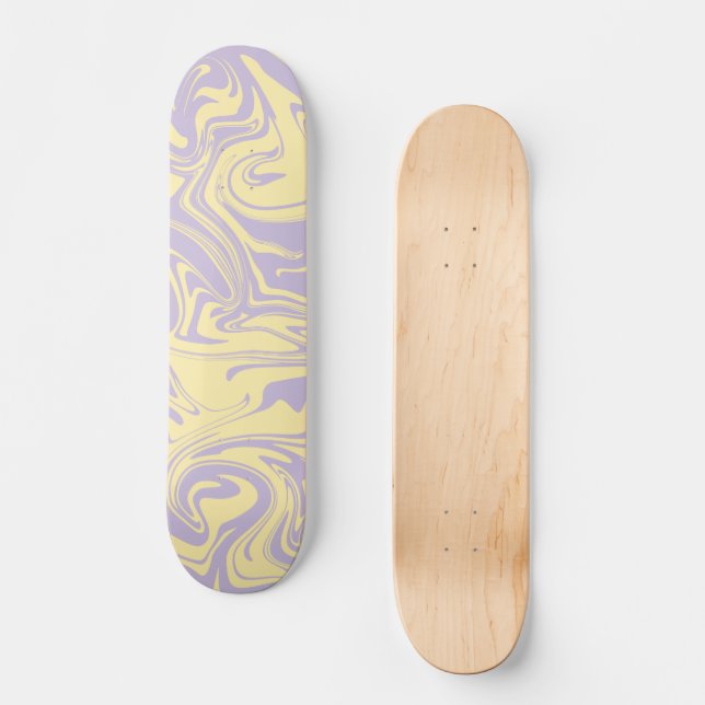 Spill - Pastellgelb und Lila Skateboard (Vorderseite)