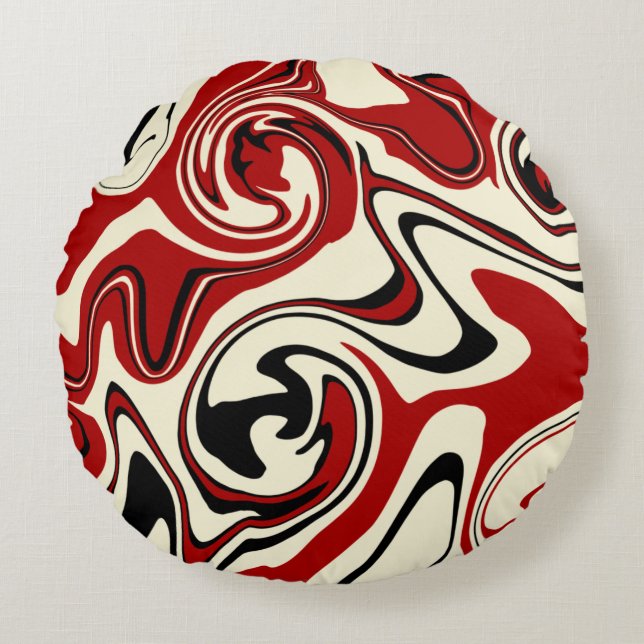 Spill - Red & Cream Rundes Kissen (Vorderseite)