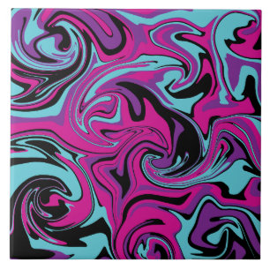 Spill - rosa, Lila, blau und schwarz Kissen Fliese