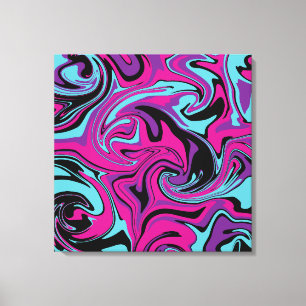Spill - rosa, Lila, blau und schwarz Kissen Leinwanddruck