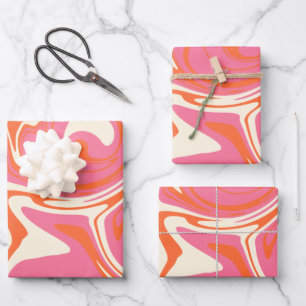 Spill - Rosa, Orange und Creme Geschenkpapier Set