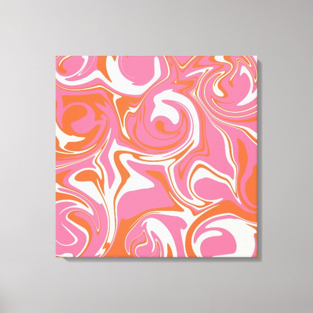 Spill - Rosa, Orange und Creme Leinwanddruck (Vorderseite)