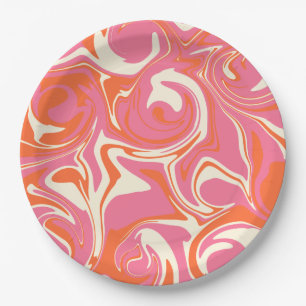 Spill - Rosa, Orange und Creme Pappteller