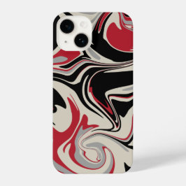 Spill - Rot, Grau, Schwarz und Knochenweiß iPhone 14 Hülle