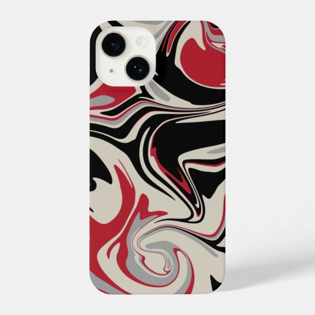 Spill - Rot, Grau, Schwarz und Knochenweiß iPhone Hülle (Rückseite)