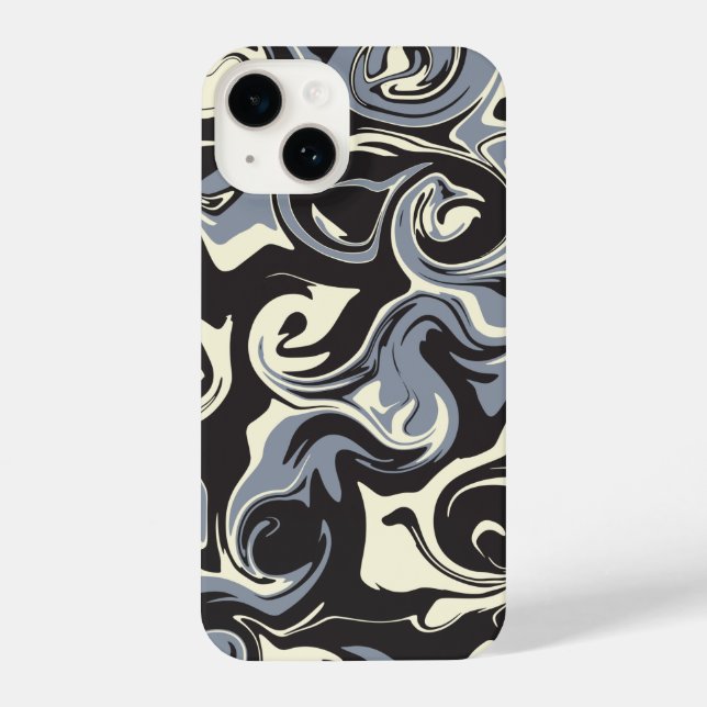 Spill - Schwarz, Grau und Creme iPhone Hülle (Rückseite)