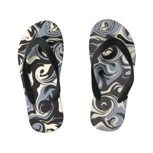 Spill - Schwarz, Grau und Creme Kinderbadesandalen