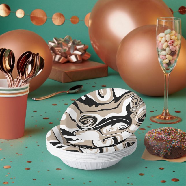 Spill - Taupe, Schwarz und Weiß Pappteller (Multi)