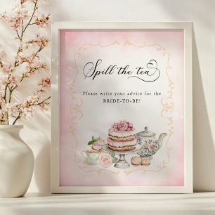 Spill the Tee Brautparty Advice Sign Poster
