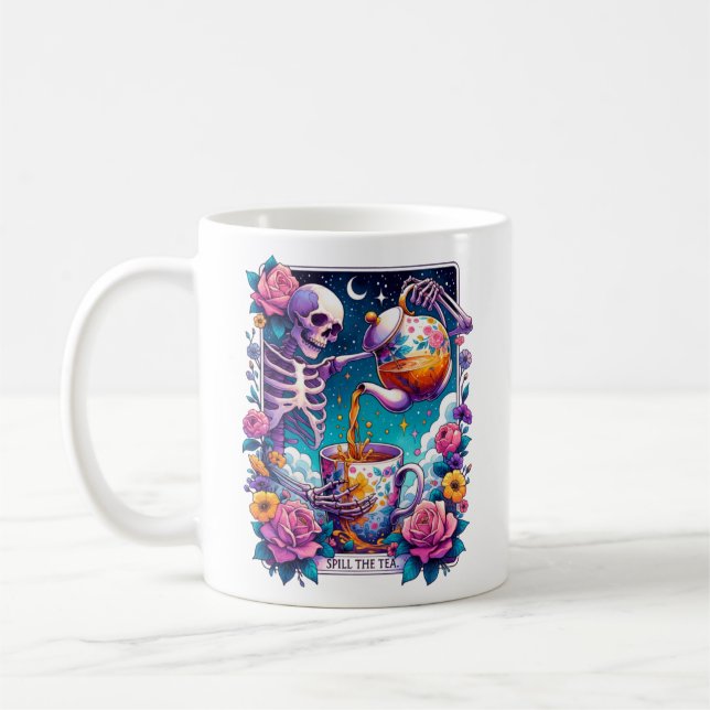 Spill the Tee Skeleton Tarot Card Kaffeetasse (Links)