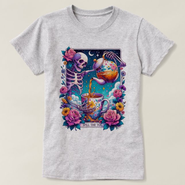 Spill the Tee Skeleton Tarot Card T - Shirt (Design vorne)