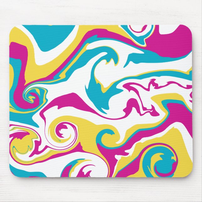 Spill - Türkis, Gelb, Rosa und Weiß Mousepad (Vorne)