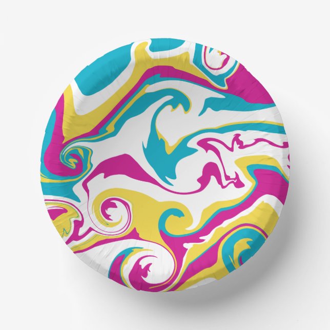 Spill - Türkis, Gelb, Rosa und Weiß Pappteller (Vorderseite)