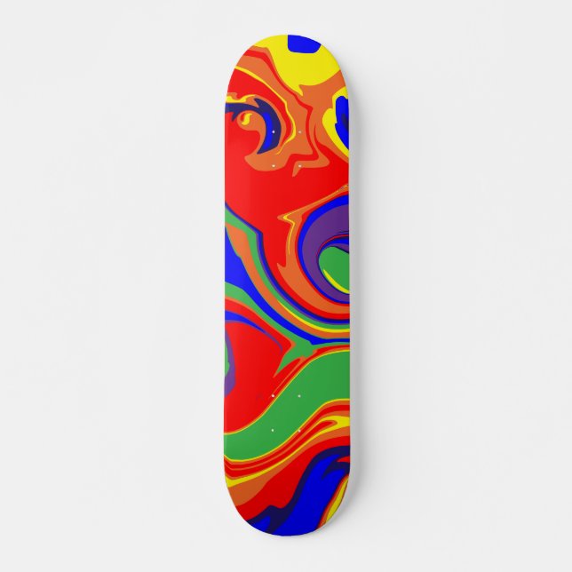 Spill - wirbelnder flüssiger Regenbogen Skateboard (Vorne)