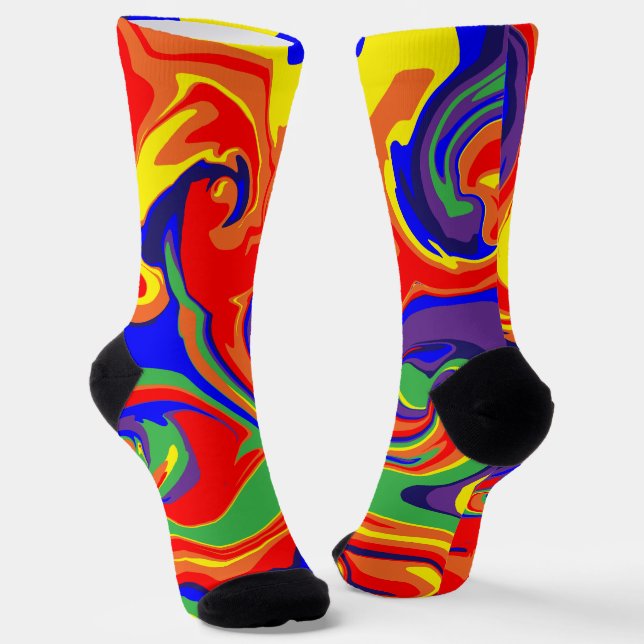 Spill - wirbelnder flüssiger Regenbogen Socken (Gewinkelt)
