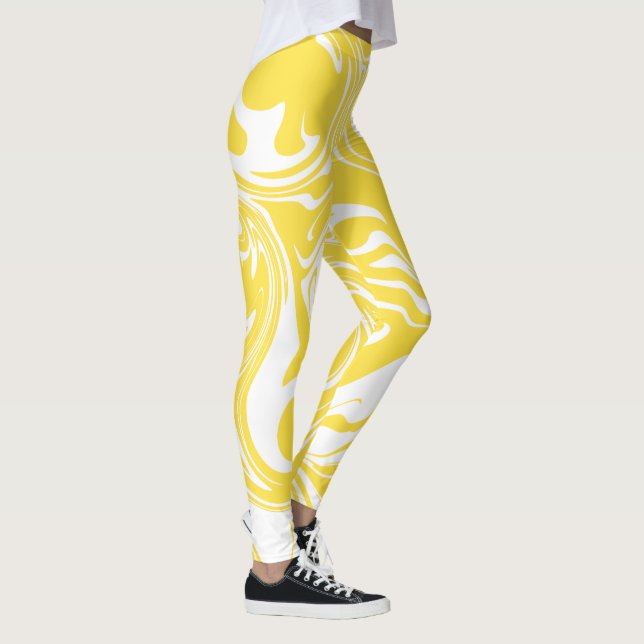 Spill - Zitronengelb und Weiß Leggings (Rechts)