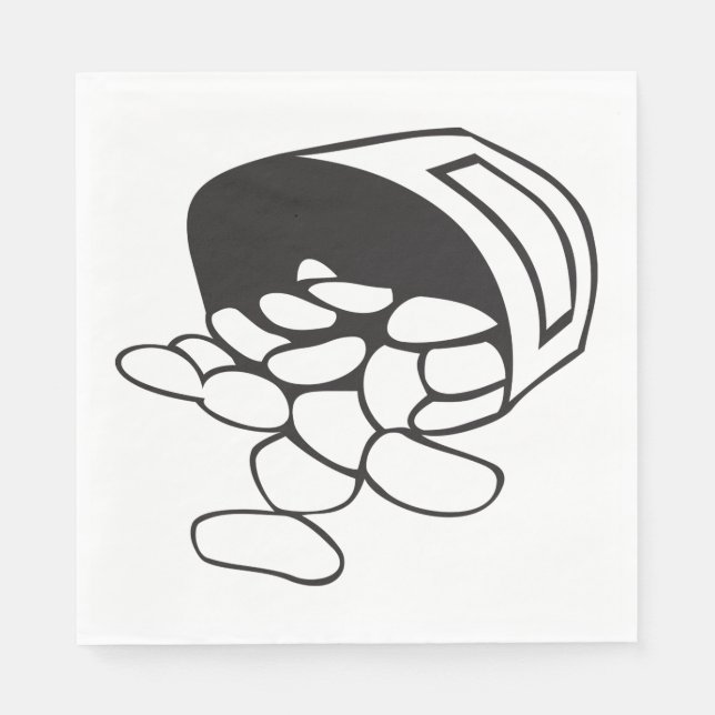 Spilled Beans Black and White Outline Serviette (Vorderseite)