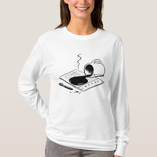 Spilled Coffee on Report Funny Office Mishap T-Shirt (Vorderseite)