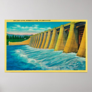 Spillway Gates auf Bonneville Dam Poster