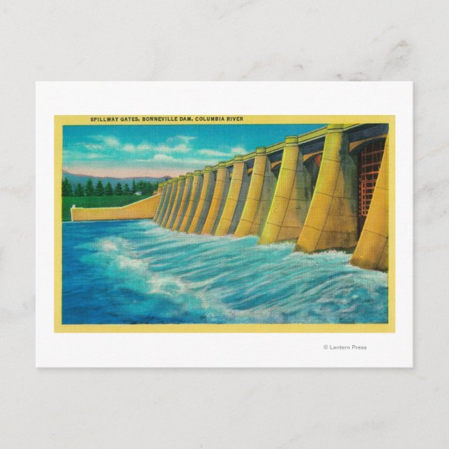 Spillway Gates auf Bonneville Dam Postkarte (Vorderseite)