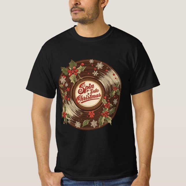 Spin Into Christmas – Fun Holiday Design T-Shirt (Vorderseite)