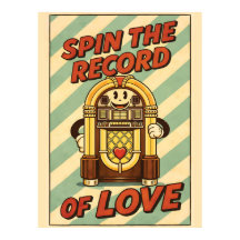 Spin the Record Jukebox Love Retro Vintage Poster