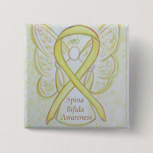 Spina Bifida Angel Awareness Ribbon Buttone Button (Vorderseite)