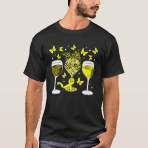 Spina Bifida Bewusstsein Gelbes Band Weinglas Wo T-Shirt