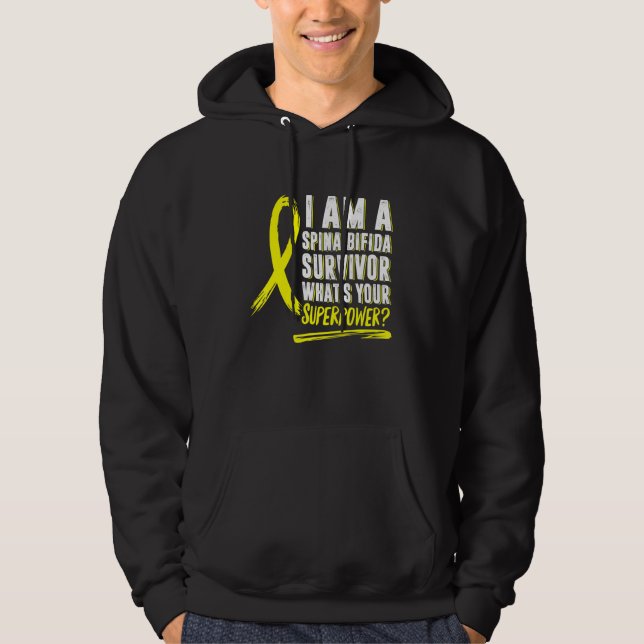 Spina Bifida Bewusstsein Split Split Survivor Gelb Hoodie (Vorderseite)