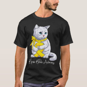 Spina Bifida Bewusstseinsmonat Gelbe Schleife Katz T-Shirt