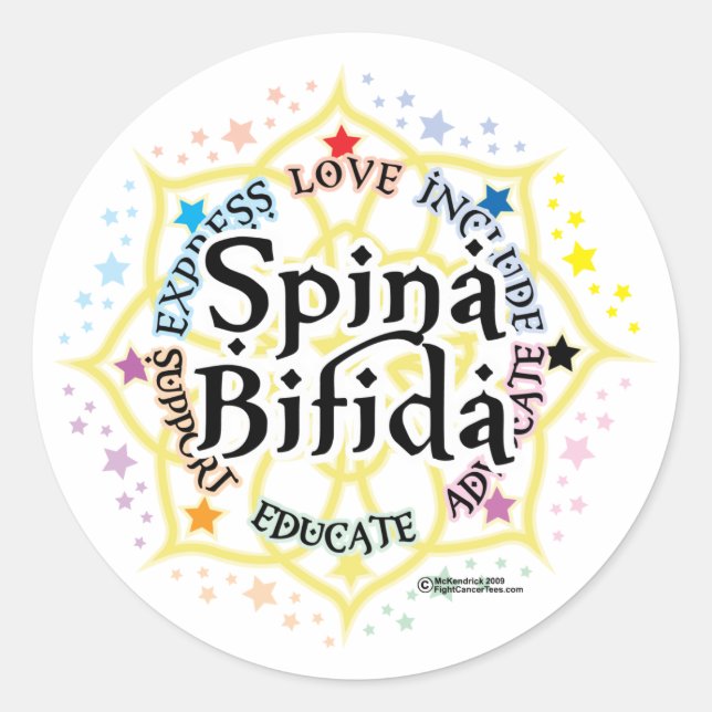 Spina Bifida Lotus Runder Aufkleber (Vorderseite)
