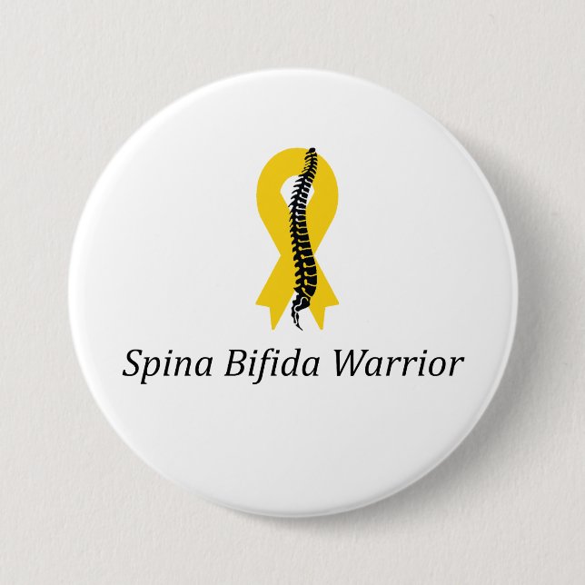Spina Bifida Warrida Button Button mit gelber Ribb (Vorderseite)