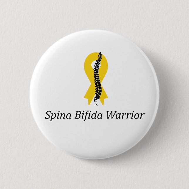 Spina Bifida Warrida Button Button mit gelber Ribb (Vorderseite)