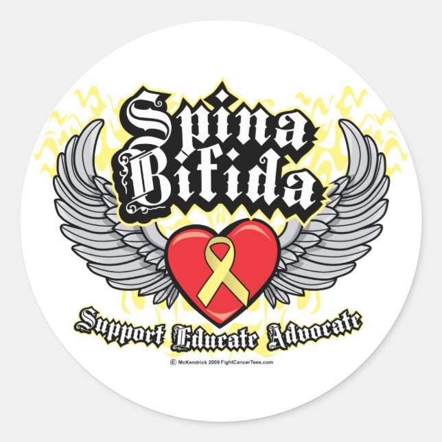 Spina Bifida Wings Runder Aufkleber (Vorderseite)