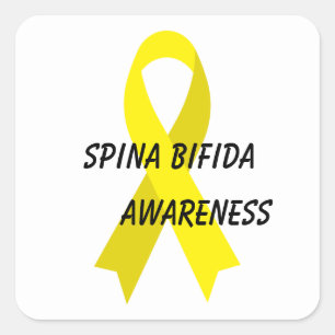 Spina Bifida Yellow Awareness Ribbon von Janz Quadratischer Aufkleber